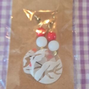 Artistic Red and White Dangle Earrings